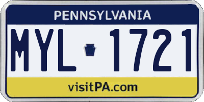 PA license plate MYL1721