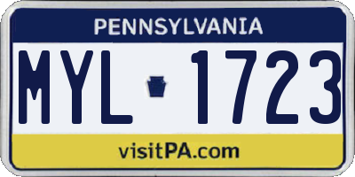 PA license plate MYL1723