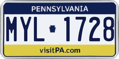 PA license plate MYL1728