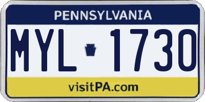 PA license plate MYL1730