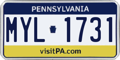 PA license plate MYL1731