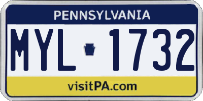 PA license plate MYL1732