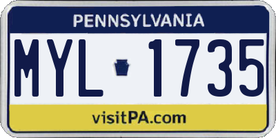 PA license plate MYL1735