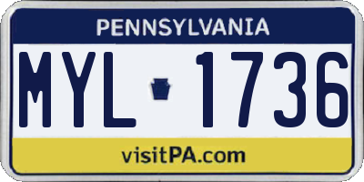 PA license plate MYL1736
