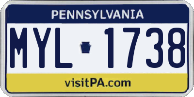 PA license plate MYL1738