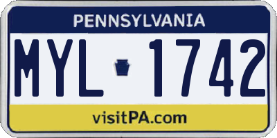 PA license plate MYL1742