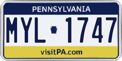 PA license plate MYL1747