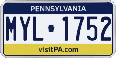 PA license plate MYL1752