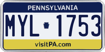 PA license plate MYL1753
