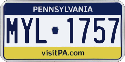 PA license plate MYL1757