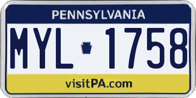 PA license plate MYL1758