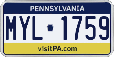 PA license plate MYL1759
