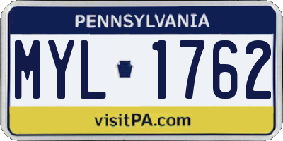 PA license plate MYL1762