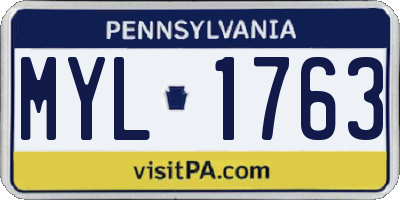 PA license plate MYL1763