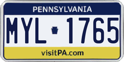 PA license plate MYL1765