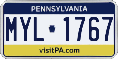 PA license plate MYL1767