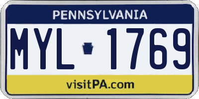 PA license plate MYL1769