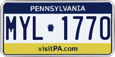 PA license plate MYL1770