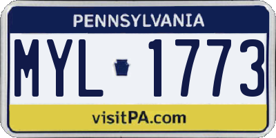 PA license plate MYL1773