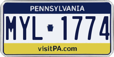 PA license plate MYL1774