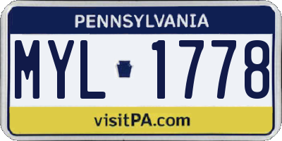 PA license plate MYL1778