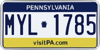 PA license plate MYL1785