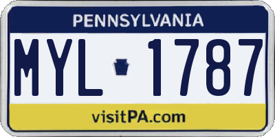 PA license plate MYL1787