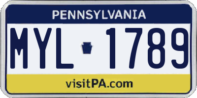 PA license plate MYL1789