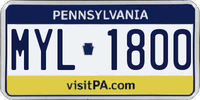 PA license plate MYL1800