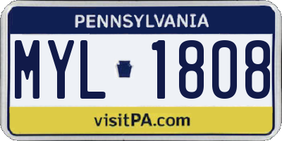 PA license plate MYL1808