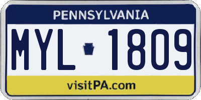 PA license plate MYL1809