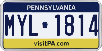 PA license plate MYL1814
