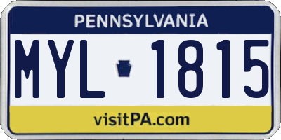 PA license plate MYL1815