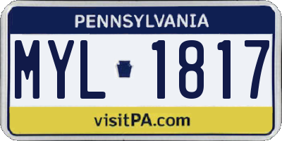 PA license plate MYL1817