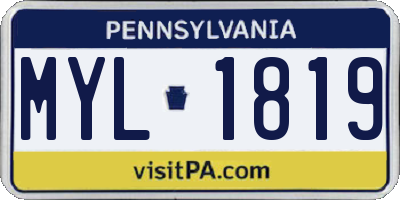 PA license plate MYL1819
