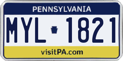 PA license plate MYL1821