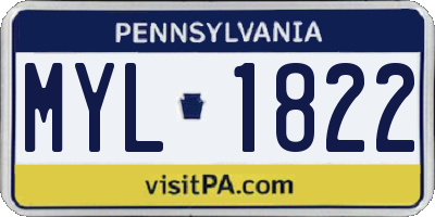 PA license plate MYL1822