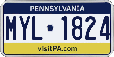 PA license plate MYL1824