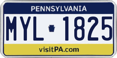PA license plate MYL1825