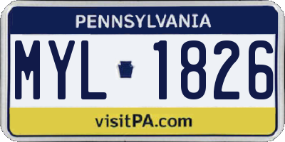 PA license plate MYL1826