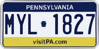 PA license plate MYL1827