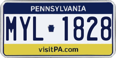 PA license plate MYL1828
