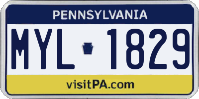 PA license plate MYL1829