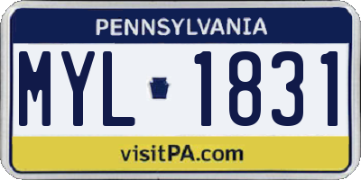 PA license plate MYL1831