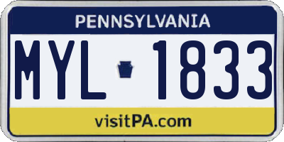 PA license plate MYL1833