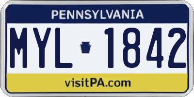 PA license plate MYL1842