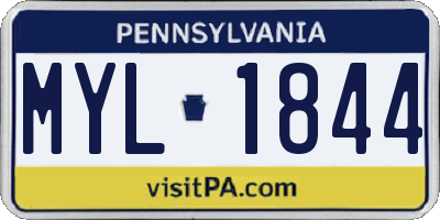PA license plate MYL1844