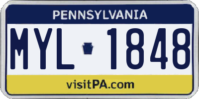 PA license plate MYL1848