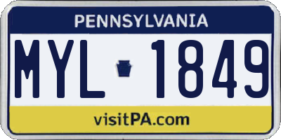 PA license plate MYL1849