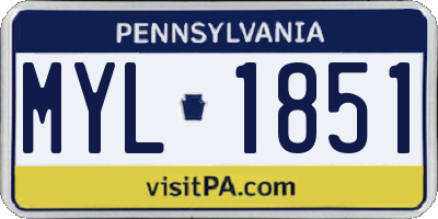 PA license plate MYL1851
